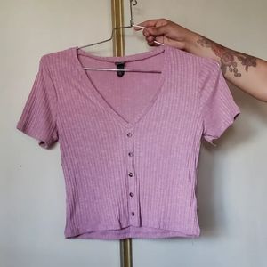 Mauve Pink crop top button up